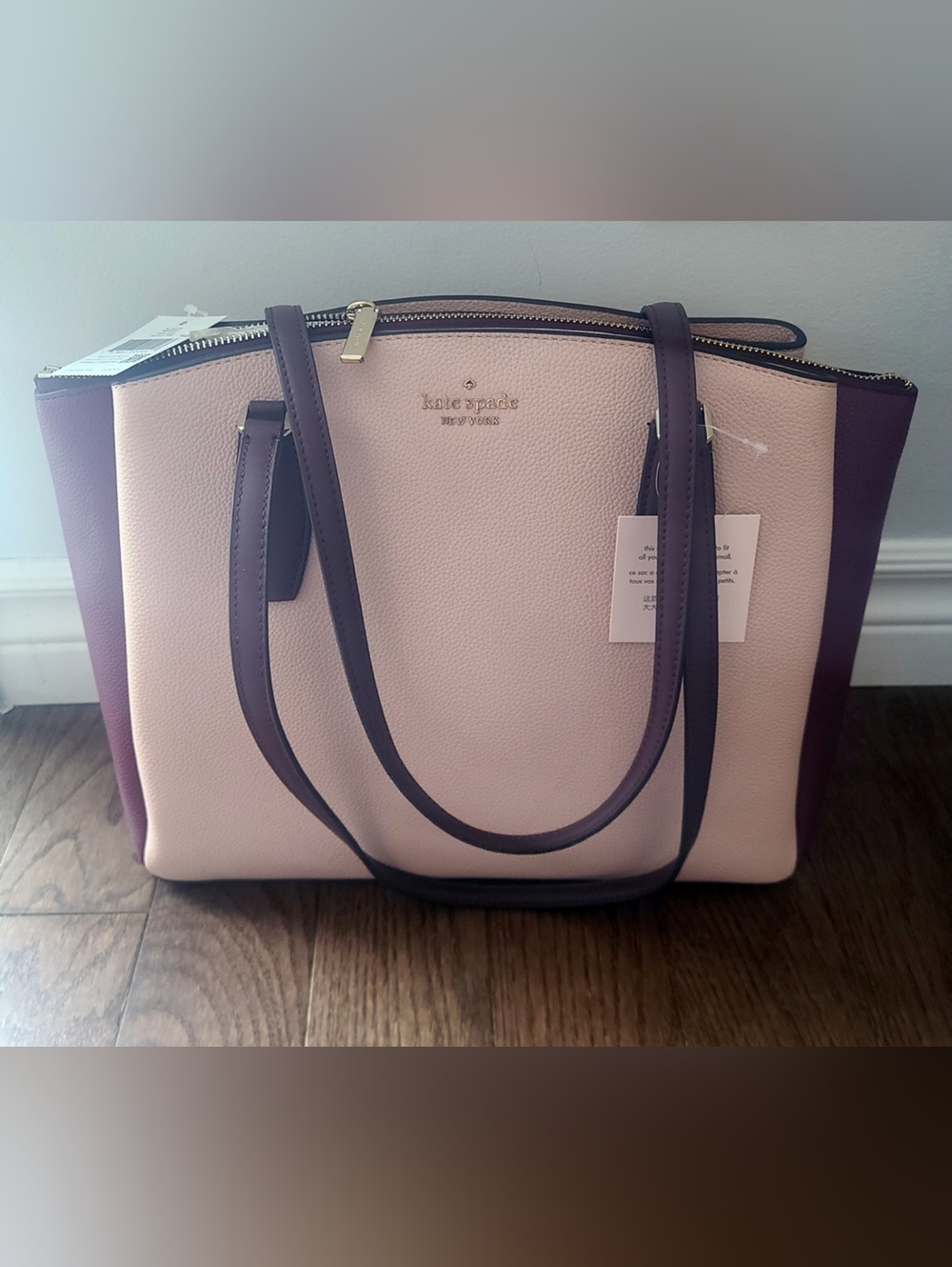 BNWT - Kate Spade - Large Triple Compartment Rose Smoke Tote Purse